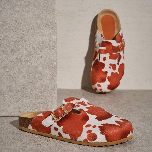 Multicolor Bohemian Women's Cow Print Sandals - Picture 2 of 4